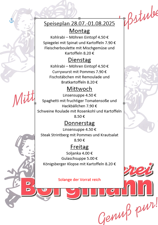 Speiseplan kw 30.25