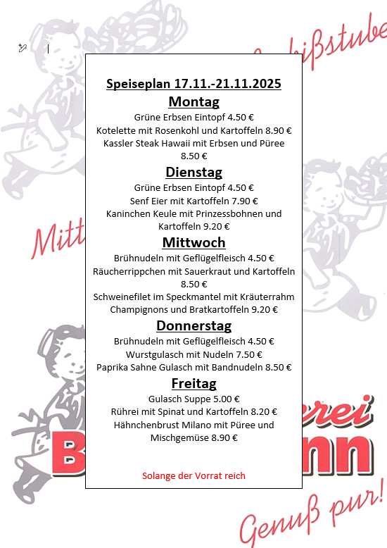 Speiseplan kw 47.25.2