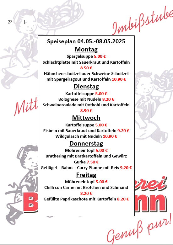 Speiseplan kw 19.26